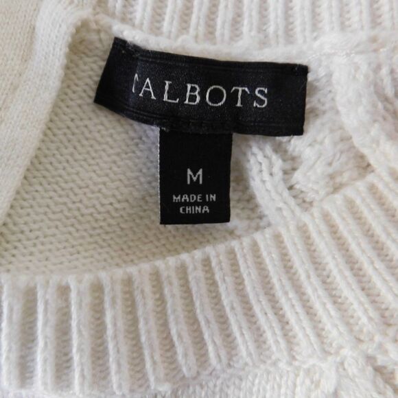 Talbots Womens Pullover Sweater Size Medium 3/4 Sleeve  Ivory Tunic - Picture 3 of 6